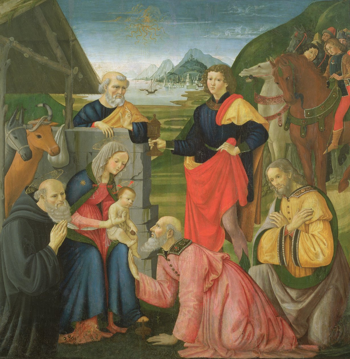 De Aanbidding der Wijzen door Davide and Domenico  Ghirlandaio