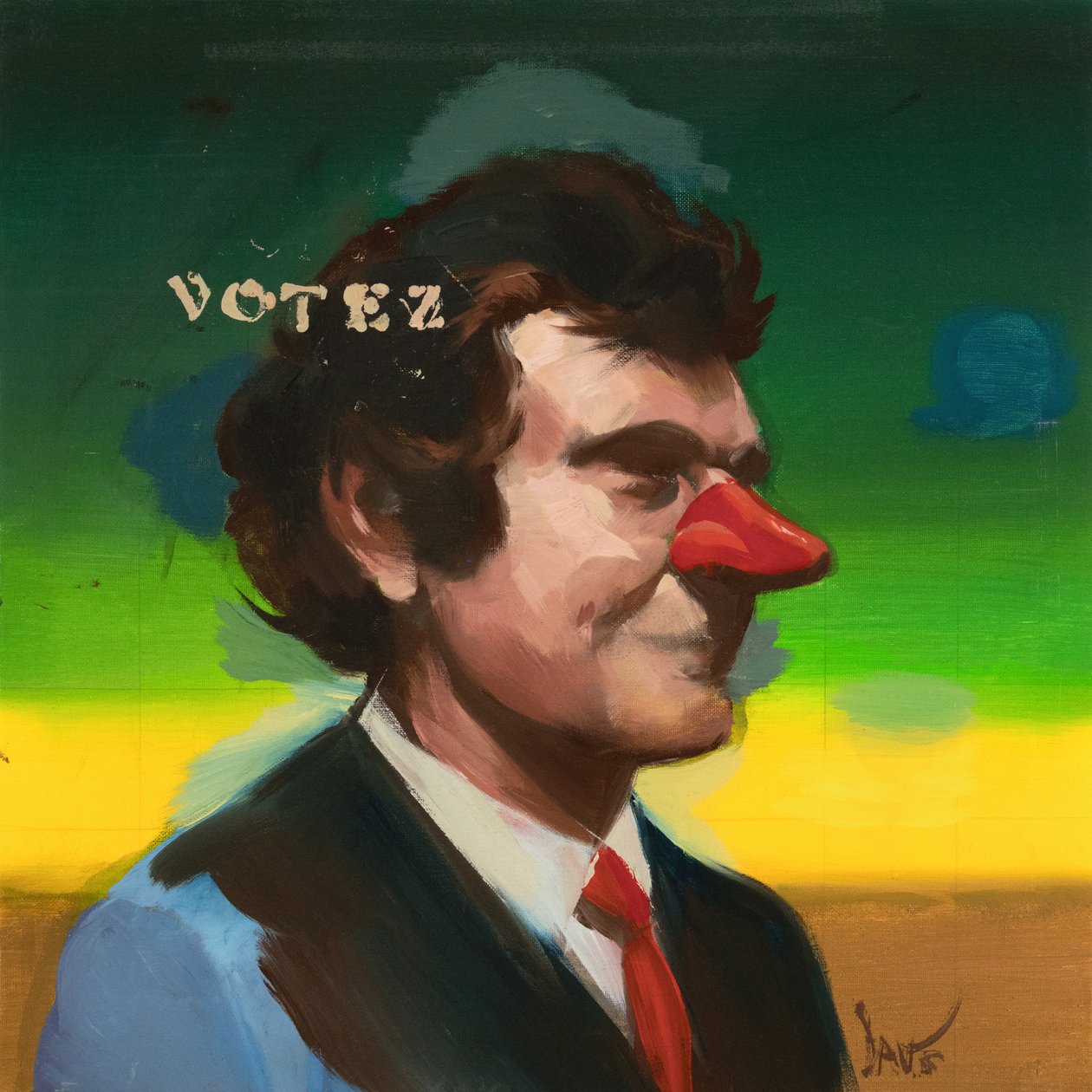 Marcel Broodthaers 19 (Votez), 2023 (olieverf op linnen) door Davis Lisboa