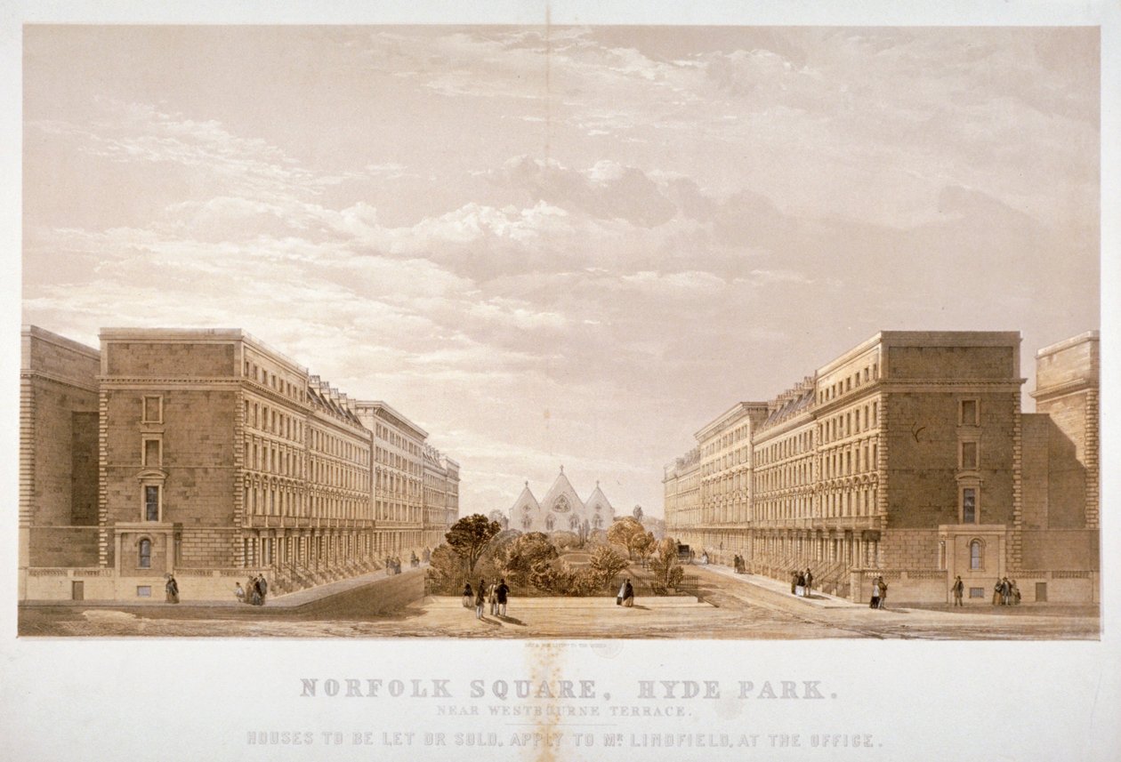 Advertentie van huisagent voor eigendommen in Norfolk Square, Paddington, Londen, ca. 1870 door Day and Son