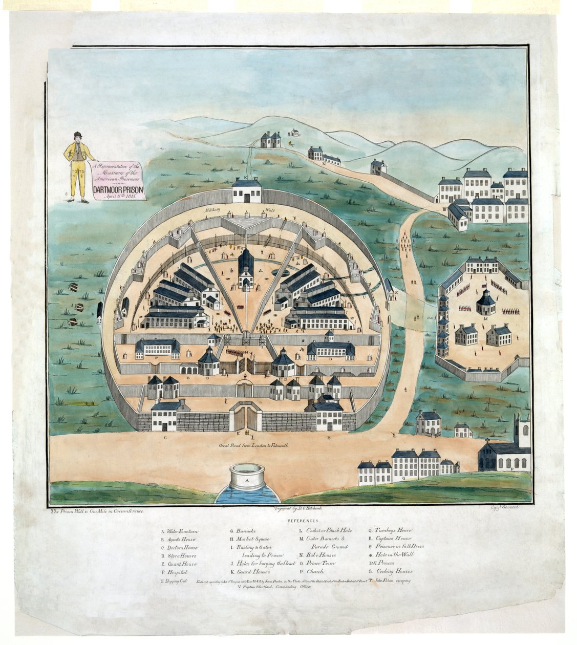 Een weergave van het bloedbad van Amerikaanse gevangenen in Dartmoor Prison, 6 april door DeWitt C. Hitchcock
