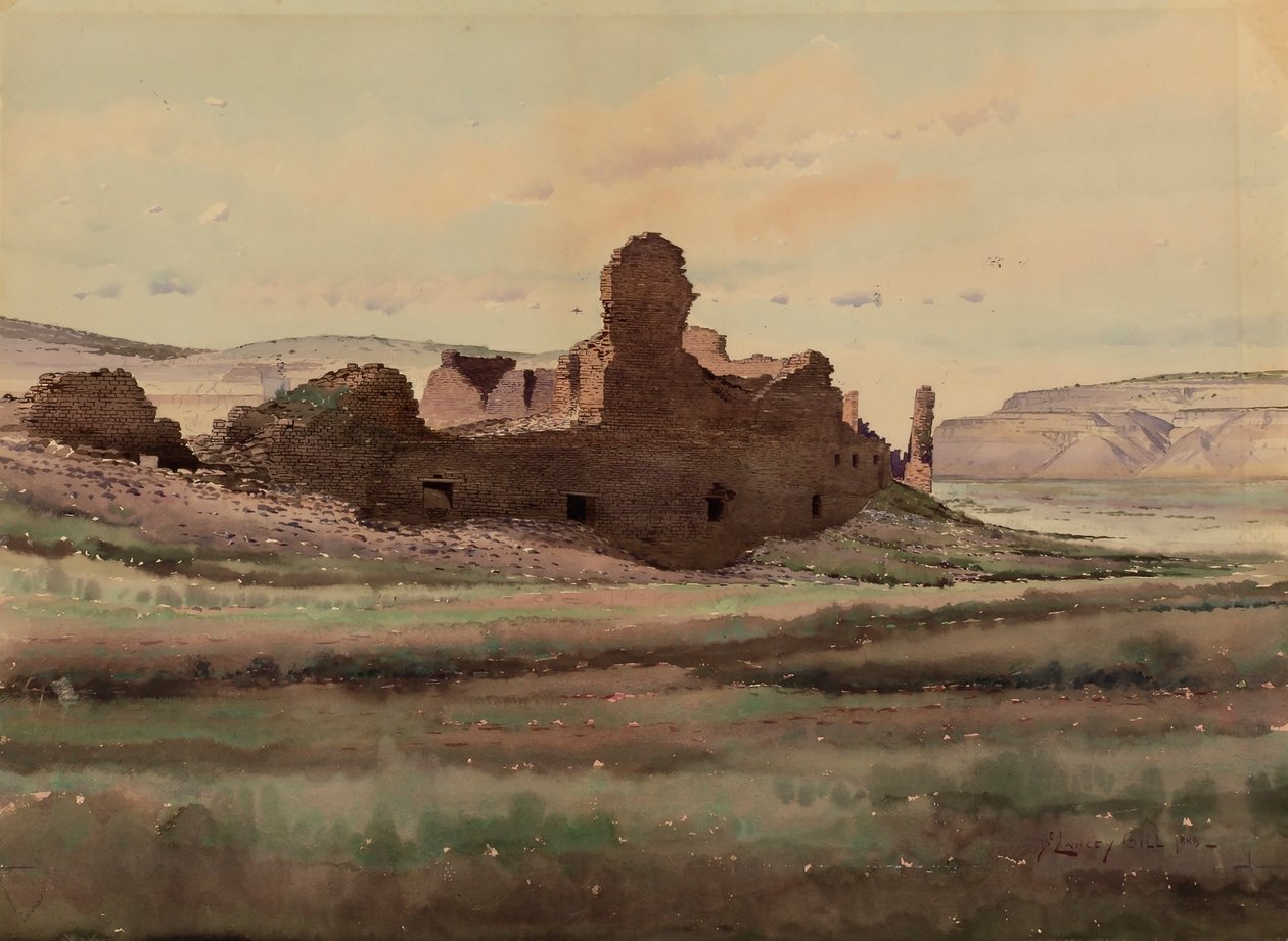 Ruïne van Pueblo Bonito, Chaco Canyon, New Mexico door De Lancey Gill