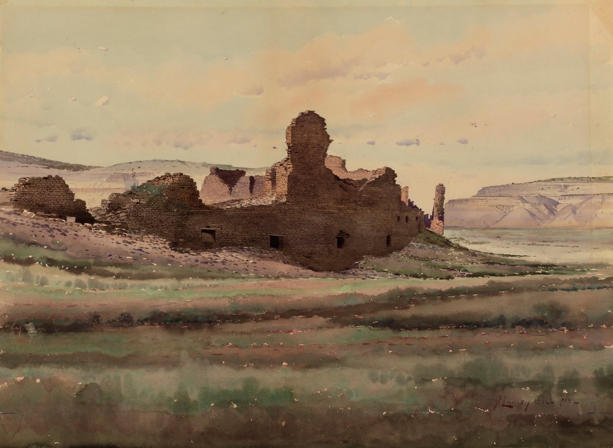 Pueblo Bonito Ruïne, Chaco Canyon, New Mexico, 1888 door De Lancey Gill