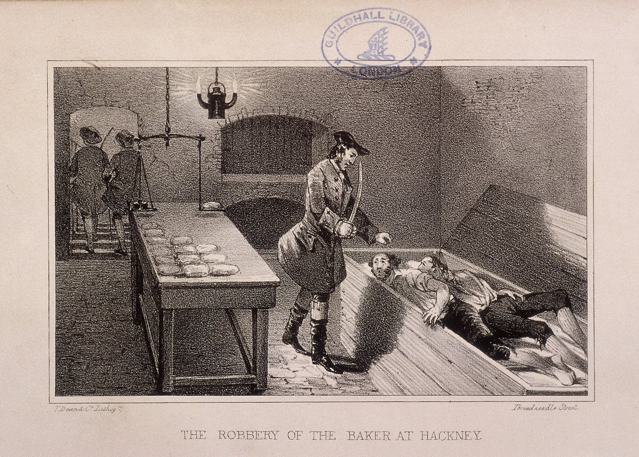 Scène van de Overval op een Bakker in Hackney, Londen door Dean and Co