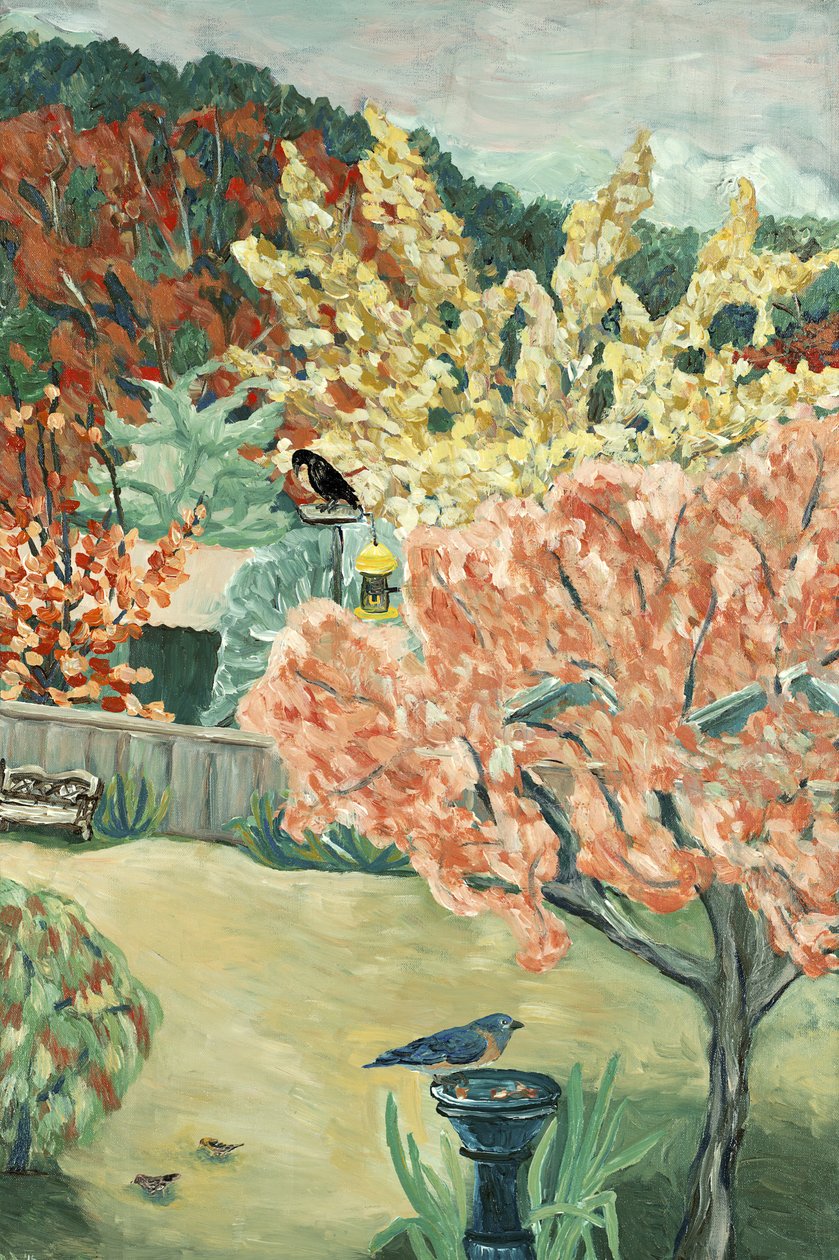 Achtertuin herfst, 2016 (acryl op doek) door Deborah Eve Alastra