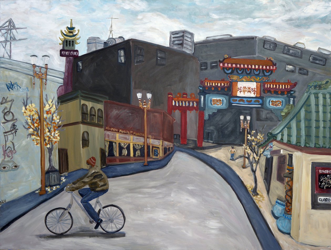 Chinatown Portland, 2018 (acryl op doek) door Deborah Eve Alastra