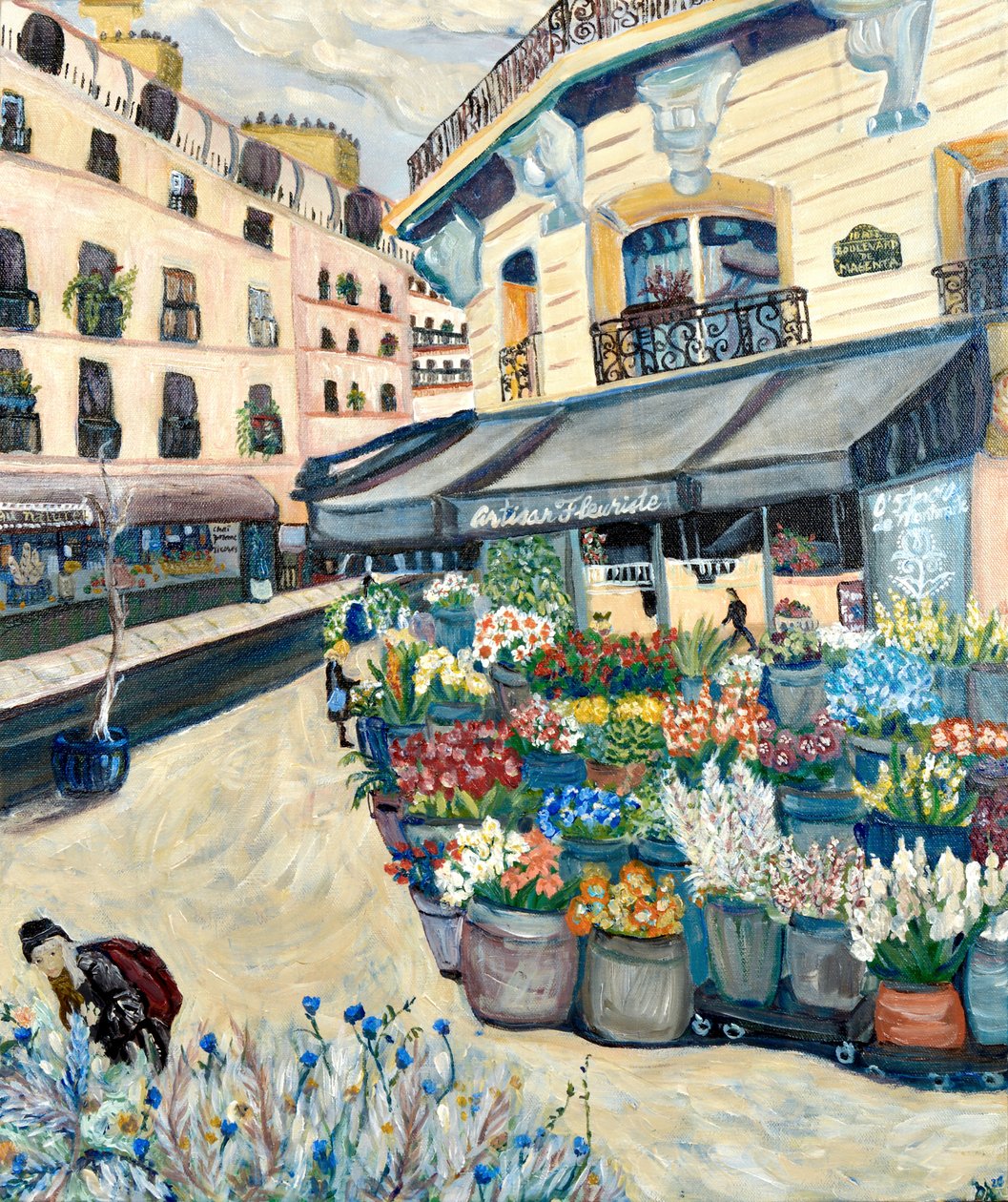 Bloemenwinkelier, 2020 (acryl op doek0 door Deborah Eve Alastra
