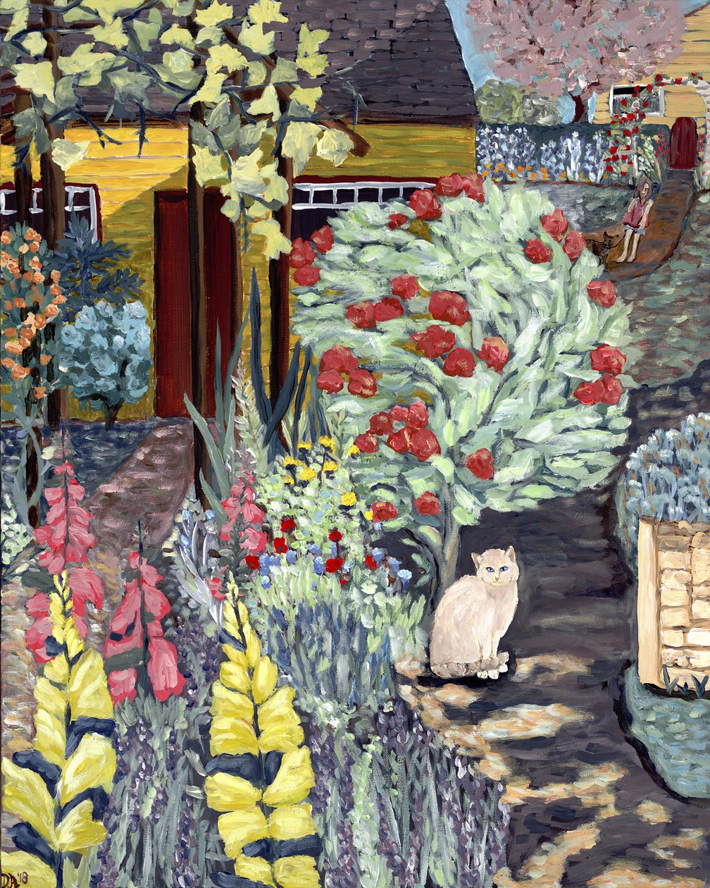 Buurttuin, 2018 (acryl op doek) door Deborah Eve Alastra