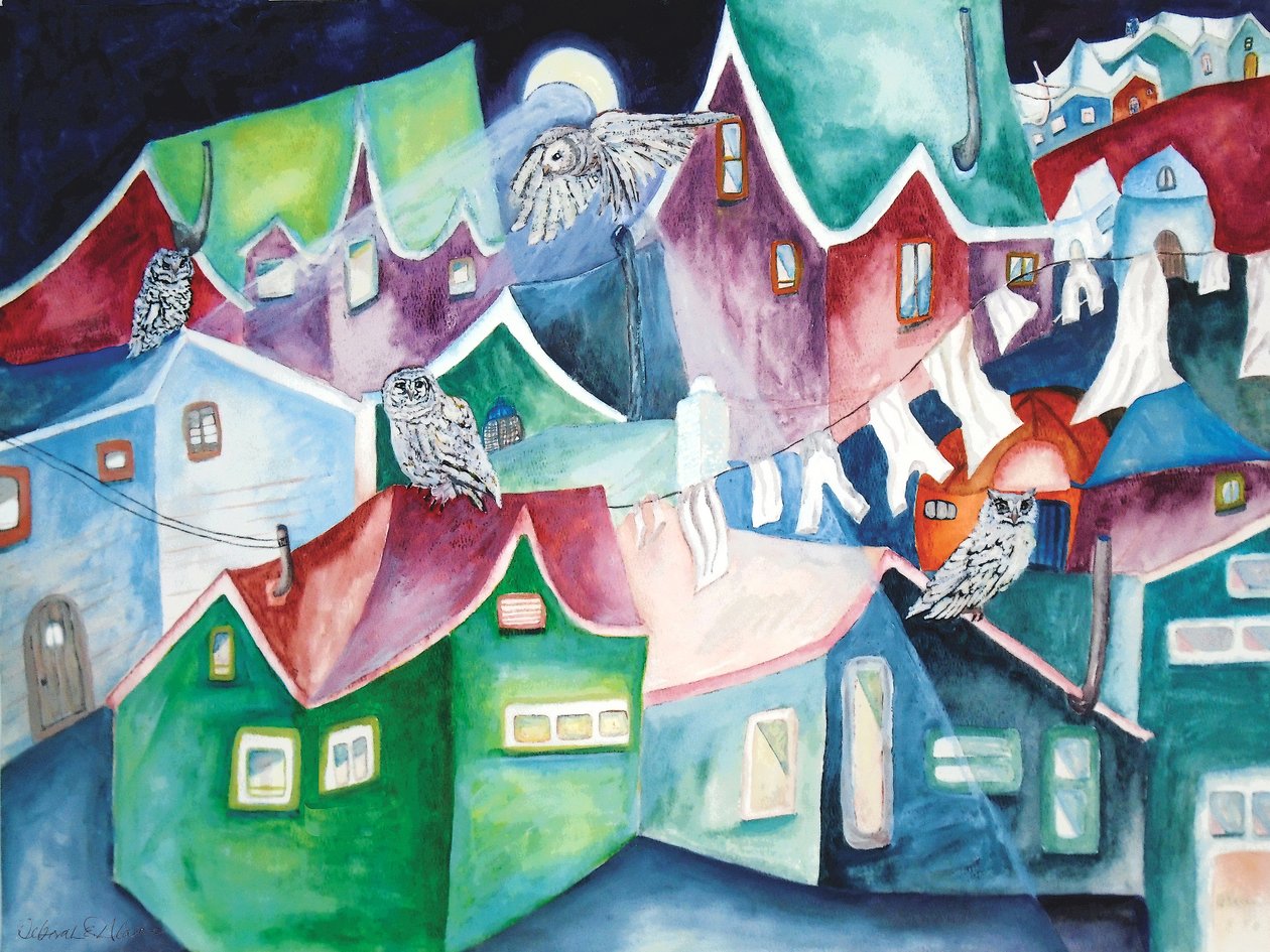 Nachtbrakers, 2015 (aquarel) door Deborah Eve Alastra