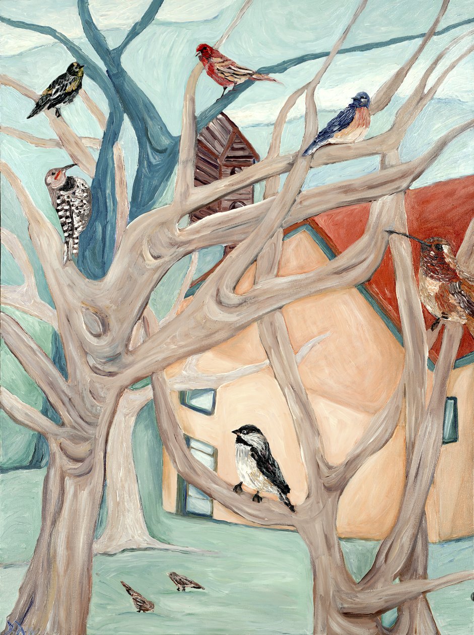 Perzikhuis, 2015 (acrylverf op doek) door Deborah Eve Alastra