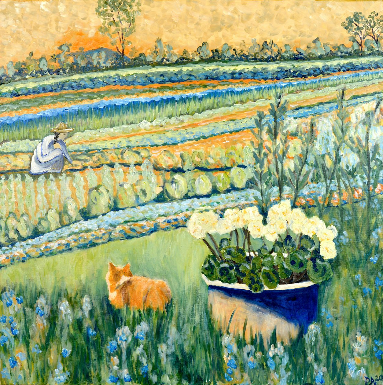 Beschut in de tuin, 2021 (acryl op doek) door Deborah Eve Alastra