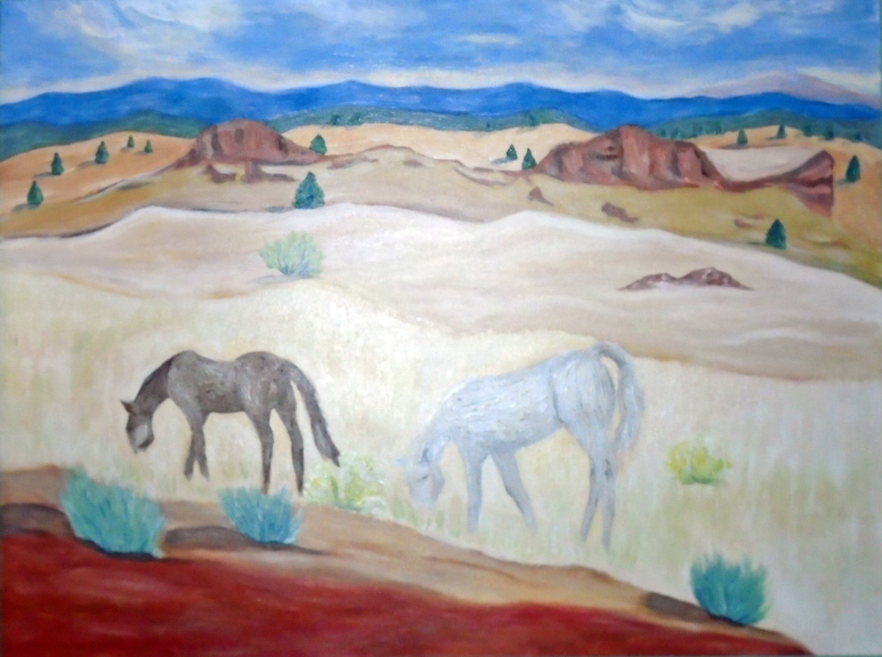 Wild Horses Warm Springs, 2011 (acryl op doek) door Deborah Eve Alastra