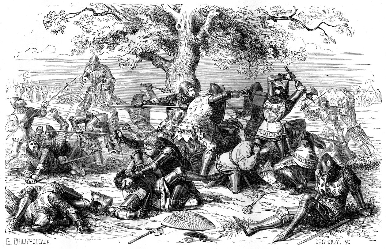 Dertig Franse ridders vechten tegen de Engelsen, Bretagne, Frankrijk door Deghouy