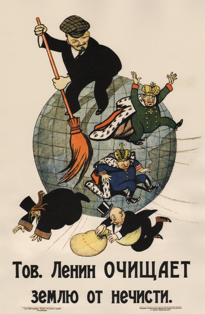 Kameraad Lenin reinigt het land van afval Poster, 1920 door Deni