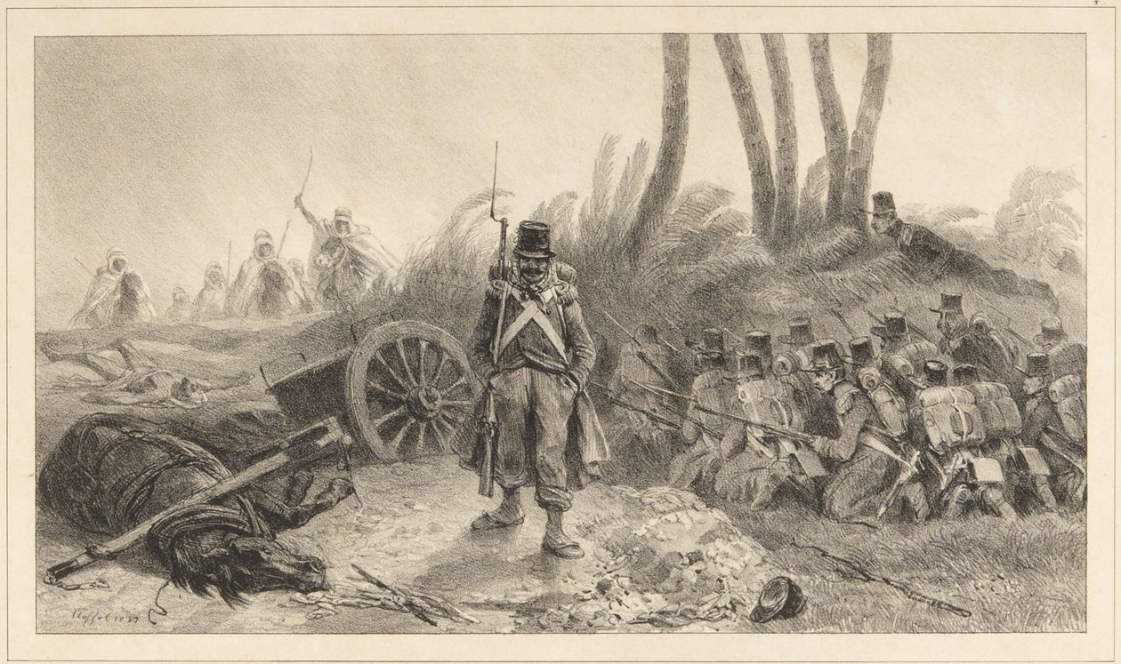 De hinderlaag (terugtocht uit Constantine) door Denis-Auguste-Marie Raffet