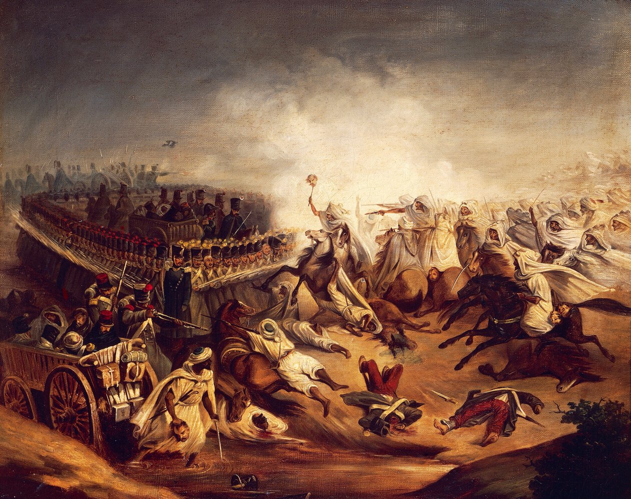 Algerijnse tegenaanval bij Constantijn tijdens koloniale oorlogen, november 1837, naar Denis Auguste Marie Raffet (1804-1860) door Denis Auguste Marie (after) Raffet