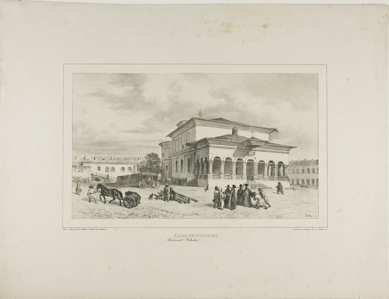 Kerk van St. George, Boekarest, Walachije, 13 juli 1837 door Denis Auguste Marie Raffet