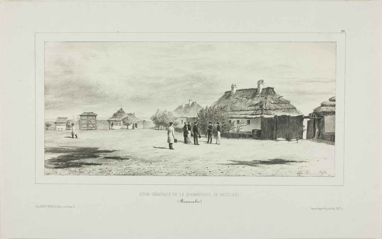 Binnenplaats van de Quarantaine Generaal, Skoulani, Bessarabië door Denis Auguste Marie Raffet