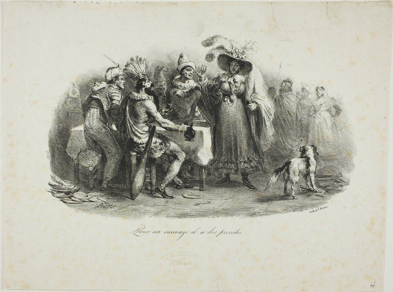 Hij gedraagt zich als een wilde door Denis-Auguste-Marie Raffet