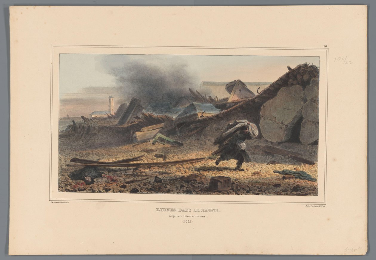 Ruïnes, 1832 door Denis Auguste Marie Raffet
