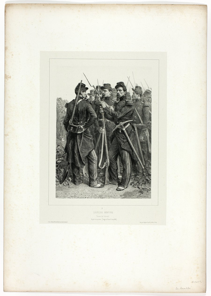 Sappeurs, uit Souvenirs d’Italie: Expédition de Rome door Denis-Auguste-Marie Raffet