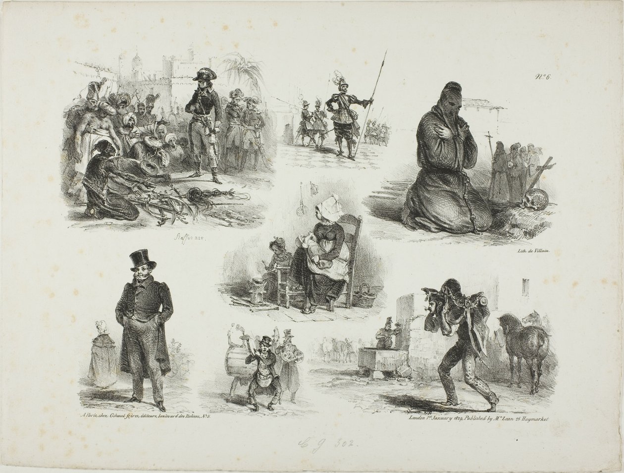 Schetsblad door Denis Auguste Marie Raffet