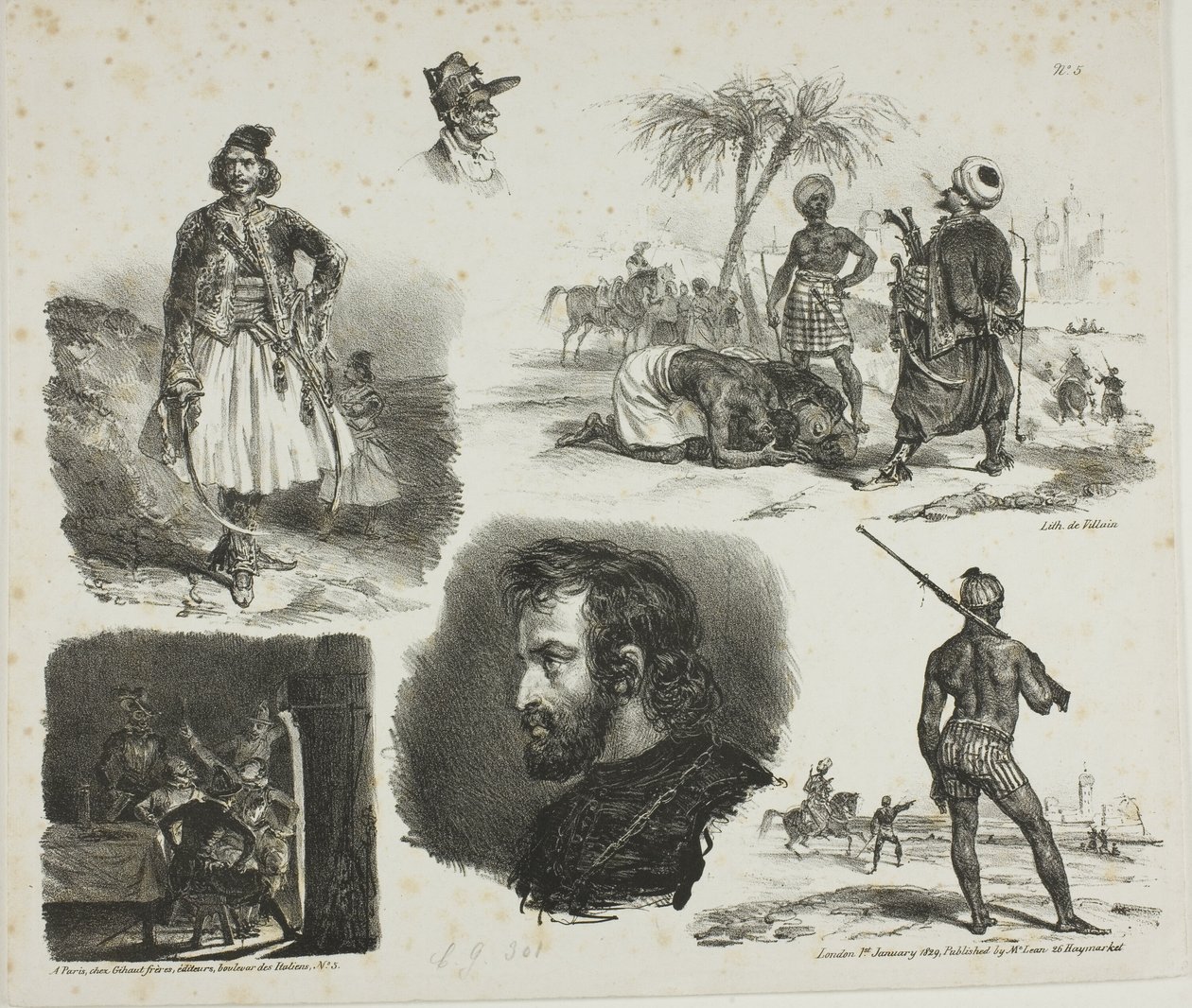 Schetsblad door Denis-Auguste-Marie Raffet