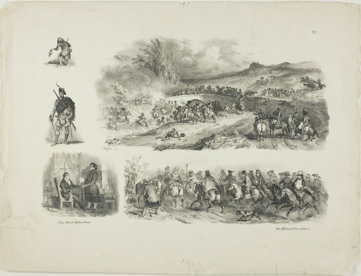 Schetsblad door Denis Auguste Marie Raffet