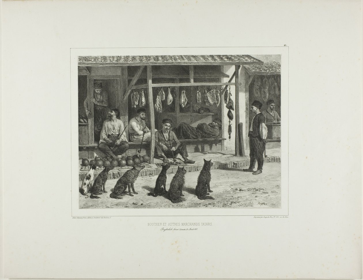 De slager en andere Tartaarse handelaars door Denis Auguste Marie Raffet
