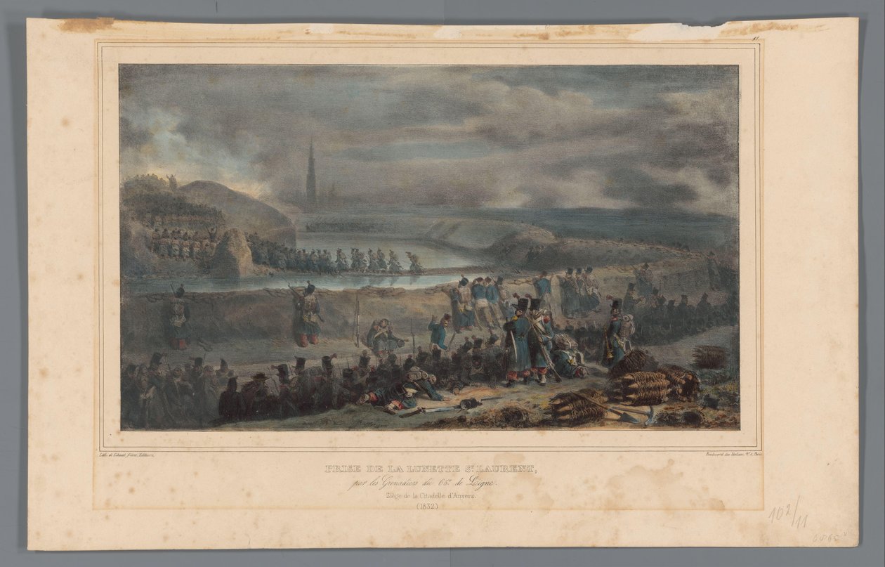 Verovering van de lunette St. Laurent, 1832 door Denis Auguste Marie Raffet
