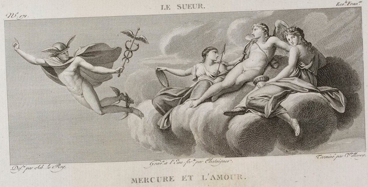 Denis-Sébastien Leroy, Antoine-Claude-François Villerey en Chataigner - Mercurius en de liefde, naar Eustache Le Sueur - 1802-1815 door Denis Sebastien Leroy