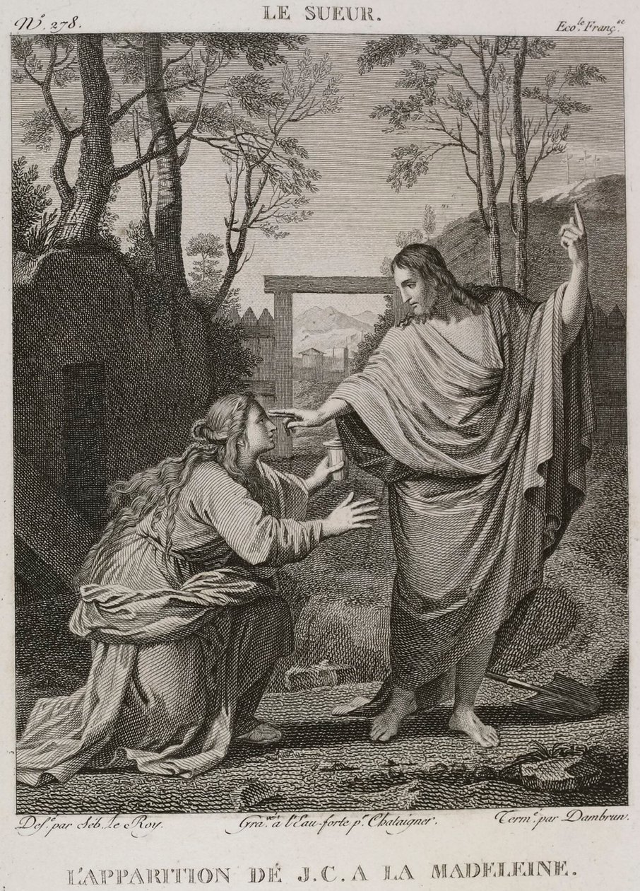 Denis-Sébastien Leroy, Chataigner en Dambrun - De verschijning van Jezus Christus aan de Madeleine, naar Eustache Le Sueur - 1802-1815 door Denis Sebastien Leroy