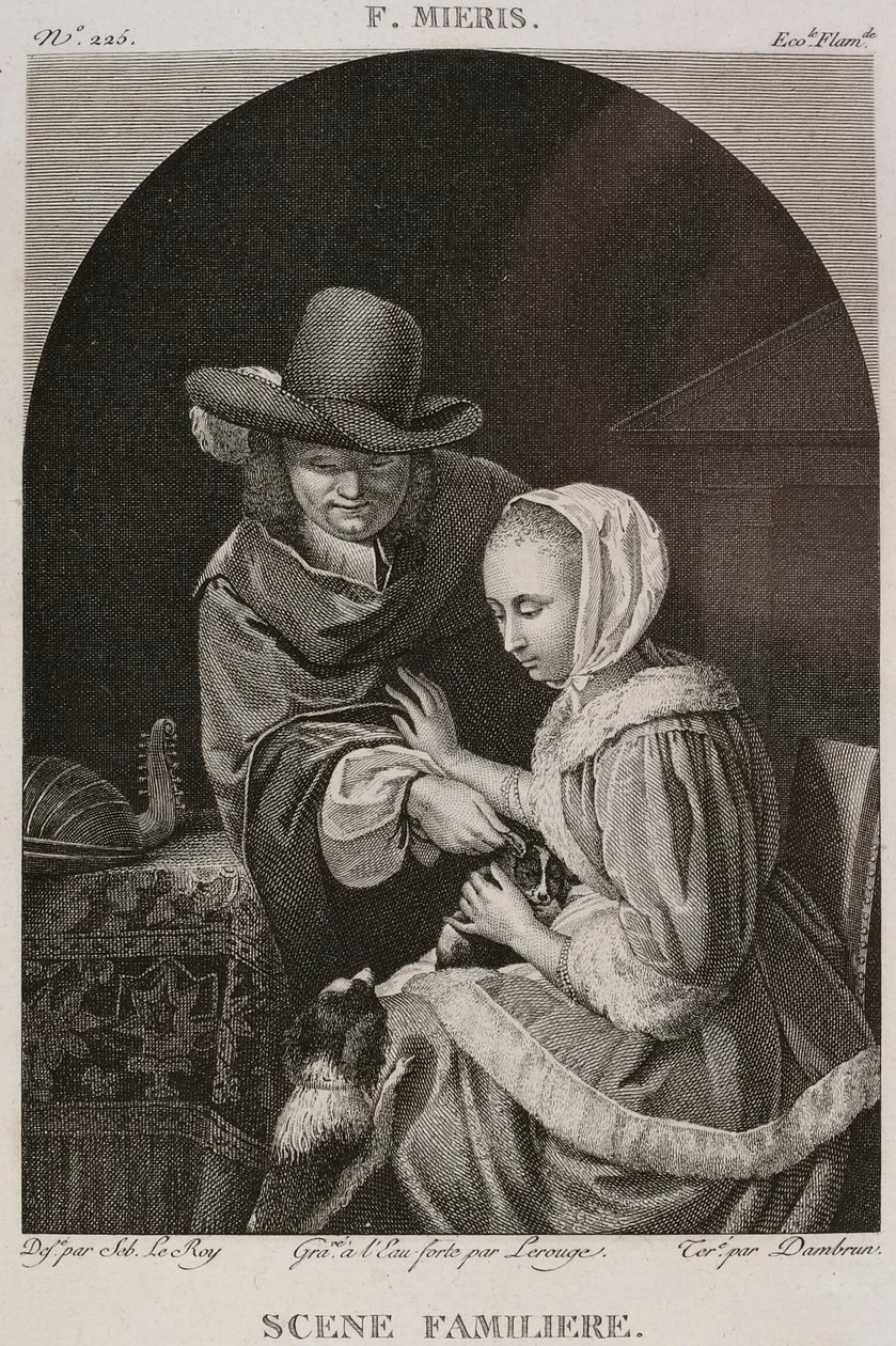 Denis-Sébastien Leroy, Lerouge en Dambrun - Vertrouwd tafereel, naar Frans van Mieris de Oude - 1802-1815 door Denis Sebastien Leroy