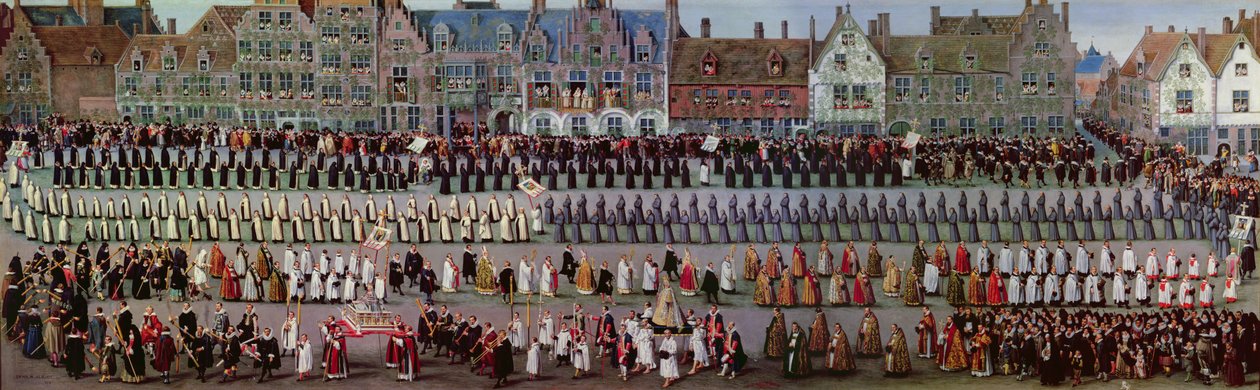 De Ommegang in Brussel op 31 mei 1615: Processie van Onze-Lieve-Vrouw van Sablon door Denys van Alsloot