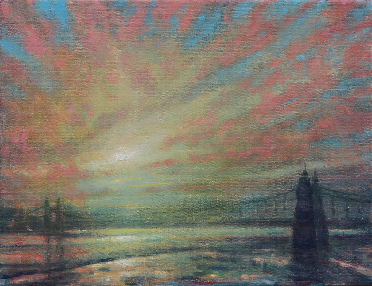 Zonsondergang bij Hammersmith Bridge door Derek Hare