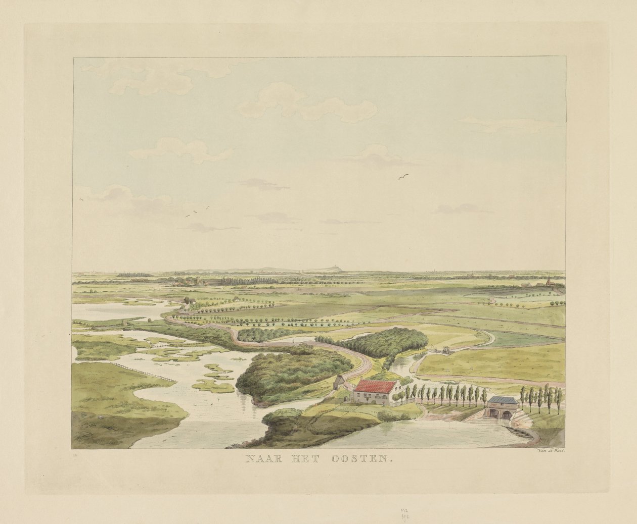 Gezicht op het landschap ten oosten van Nijmegen door Derk Anthony van de Wart