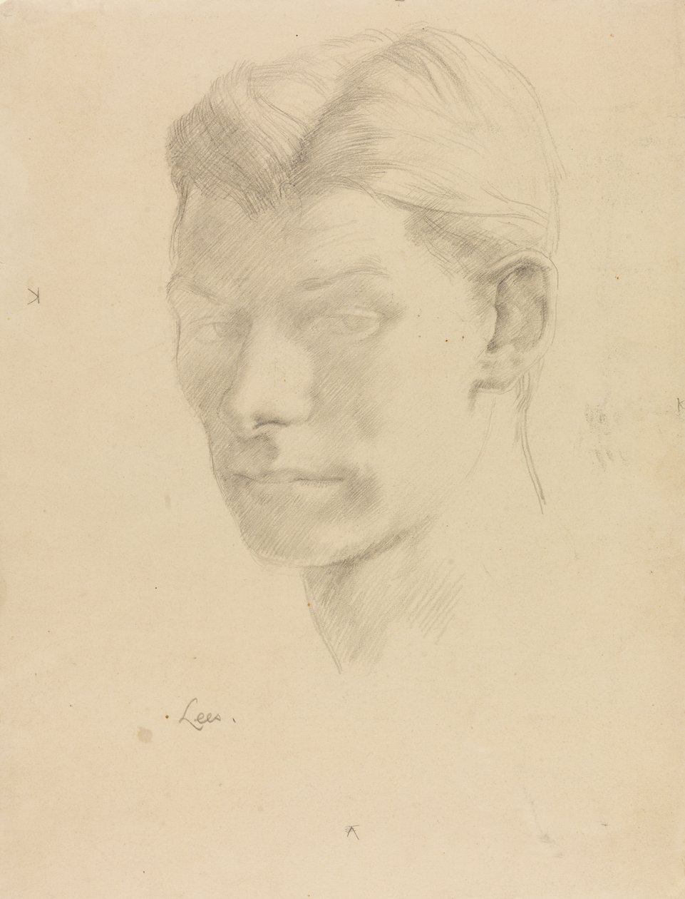 Portret van een man, ca. 1906-08 (potlood op papier) door Derwent Lees