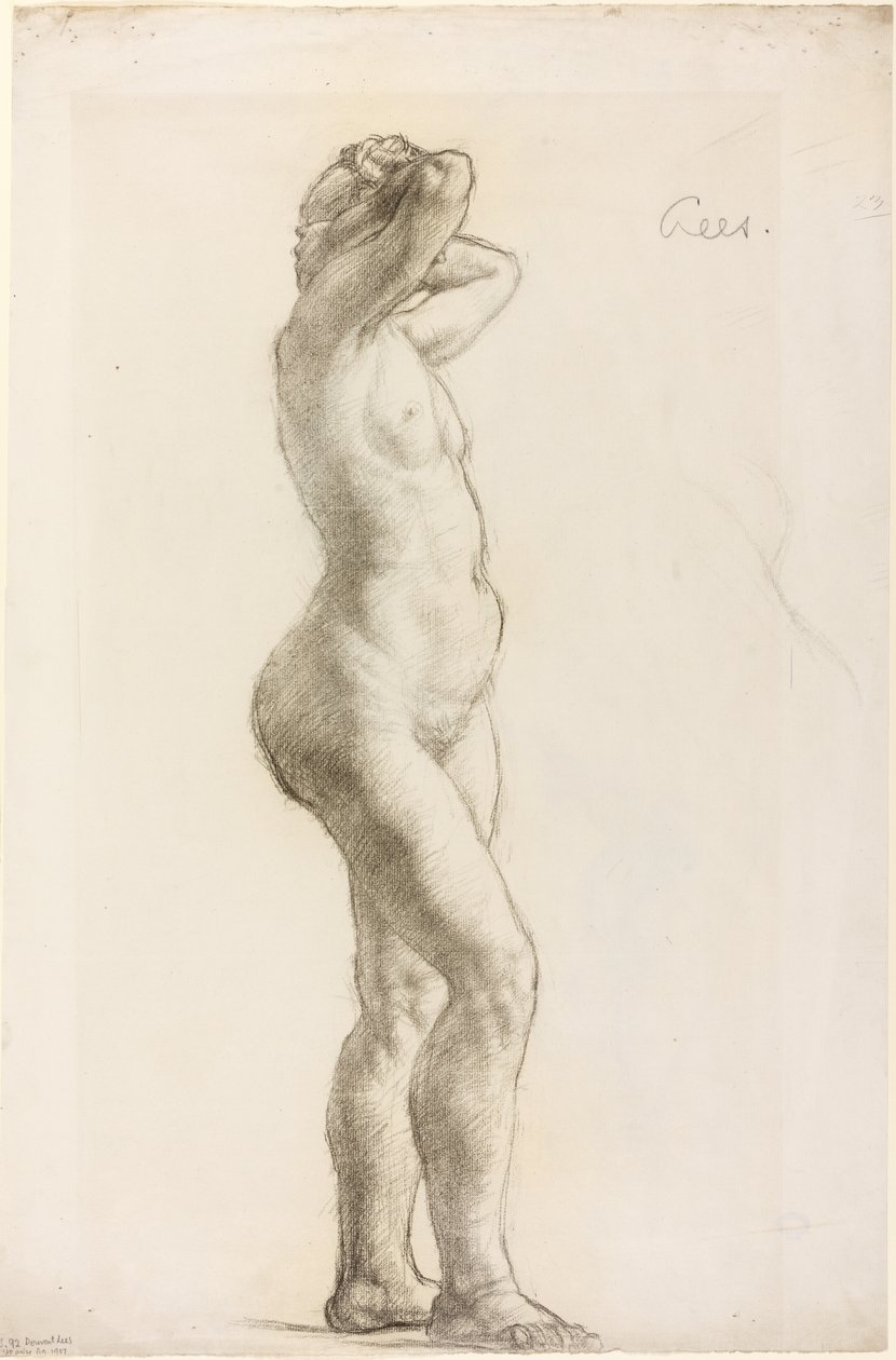 Studie van een vrouwenfiguur, ca. 1906-07 (zwart krijt op papier) door Derwent Lees