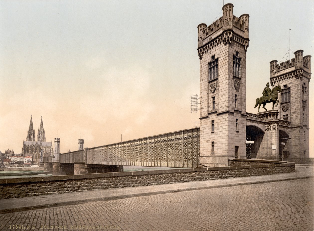 Eisenbahnbrug, Rijn, Keulen, Duitsland door Detroit Publishing Co.