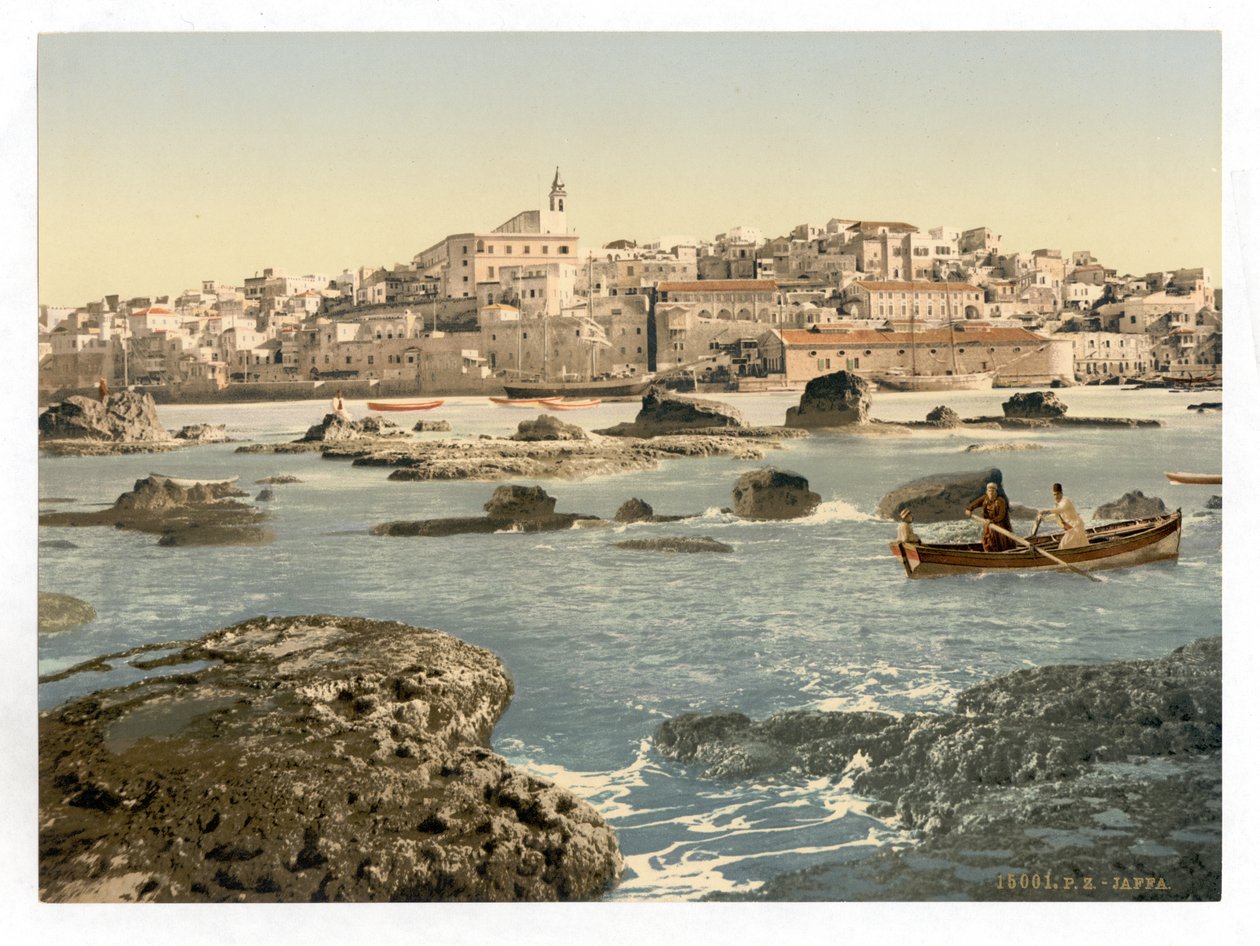 Vanaf de zee, Jaffa, Heilig Land, Israël, ca.1890-1900 (fotochrom afdruk)) door Detroit Publishing Co.