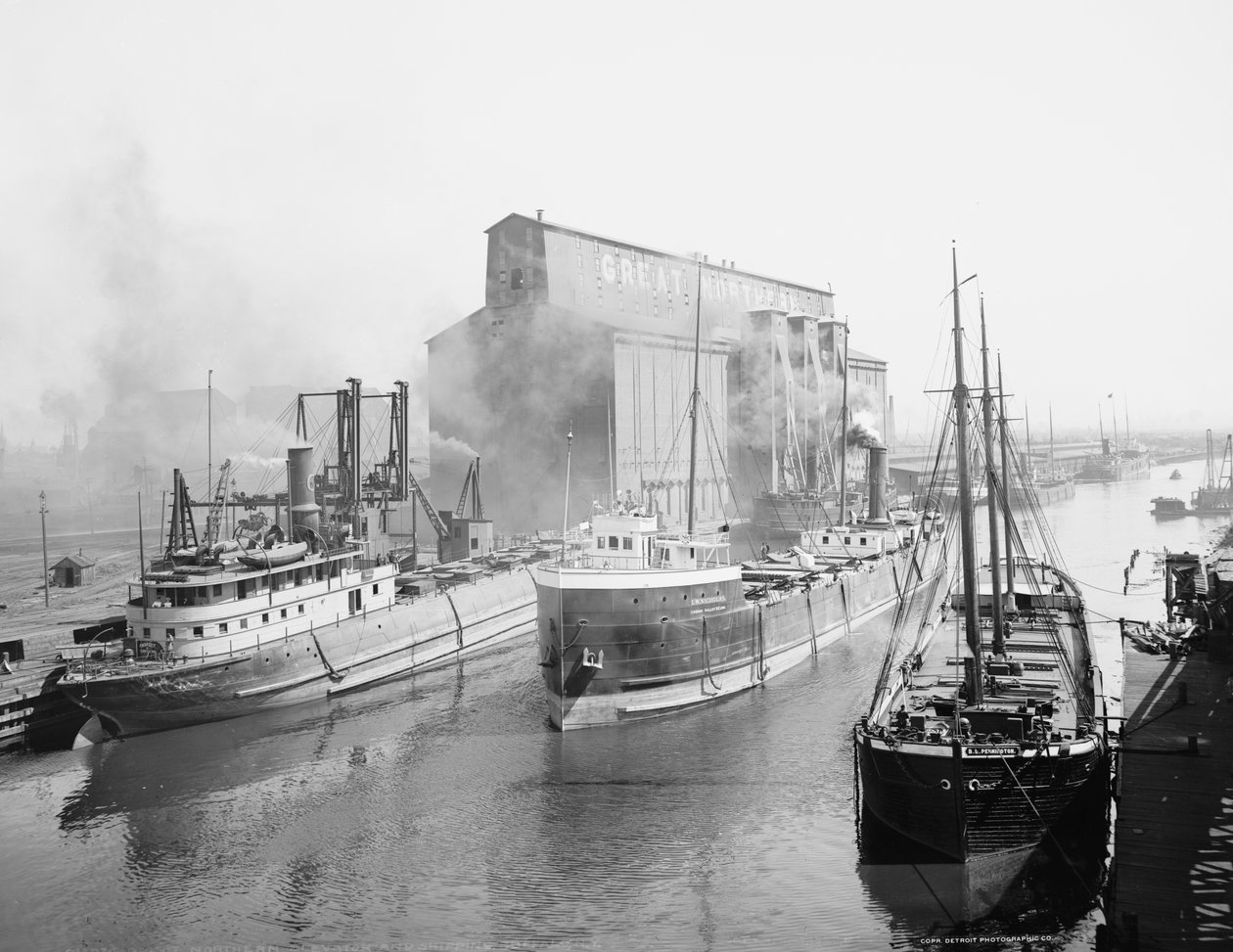 Great Northern Elevator en scheepvaart, Buffalo, New York door Detroit Publishing Co.