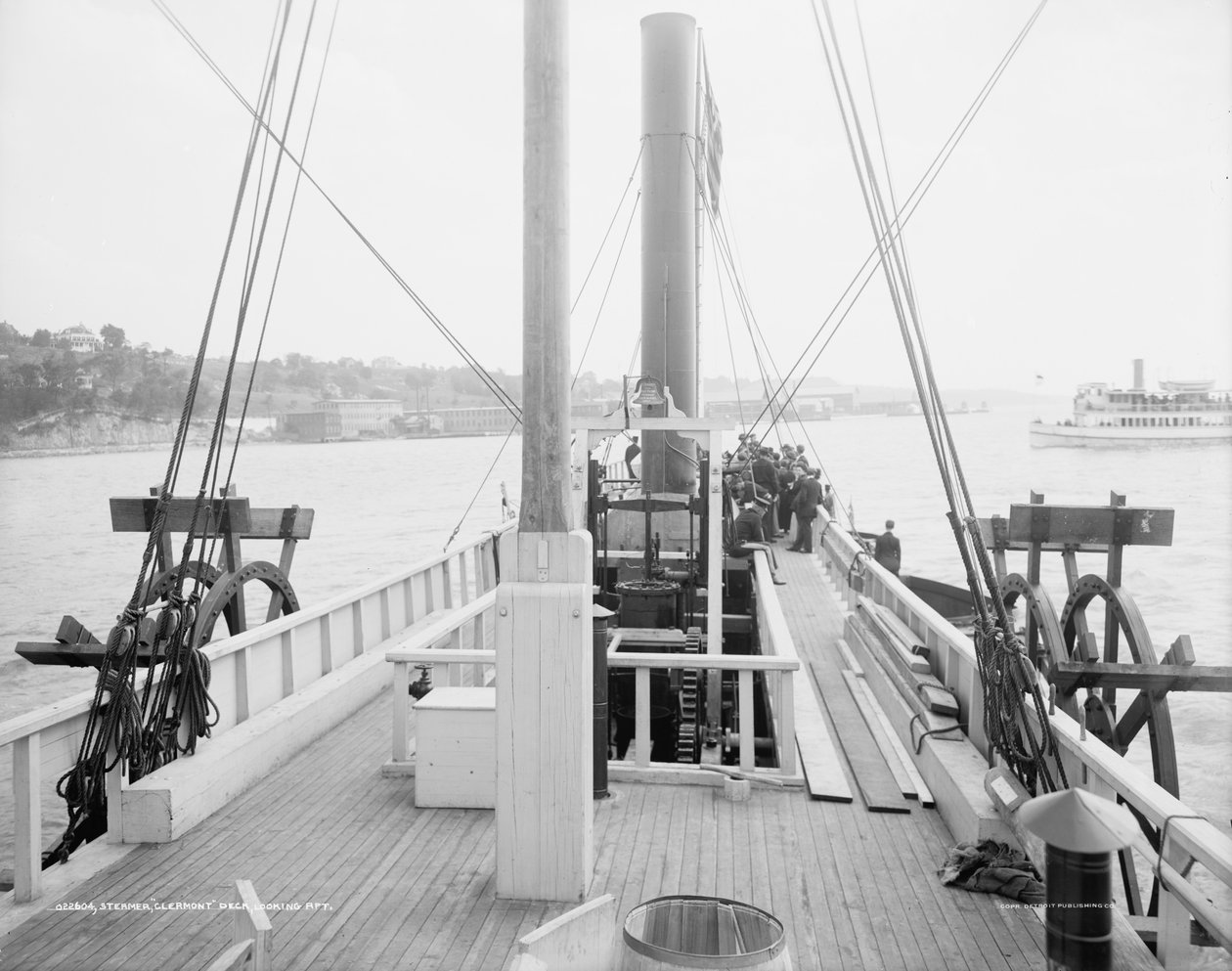 Stoomboot Clermont, dek, achteruitkijkend, 1909 door Detroit Publishing Co.
