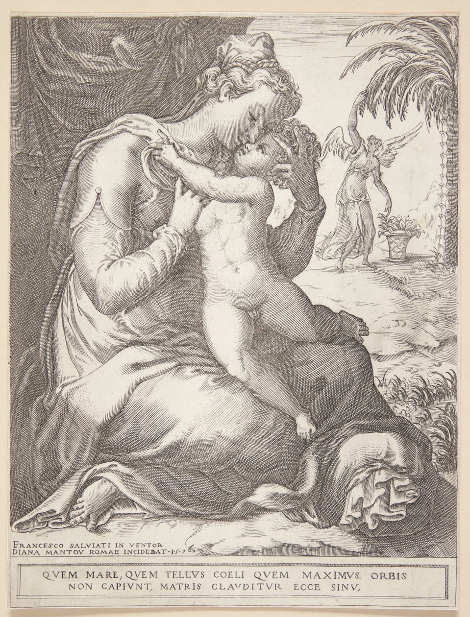 Maagd Maria met kind door Diana Scultori