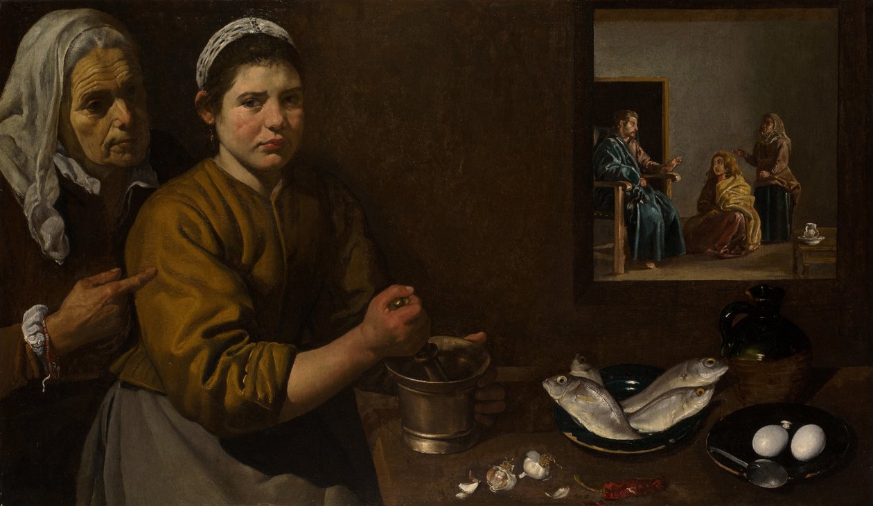 Christus in het huis van Maria en Martha door Diego Velázquez