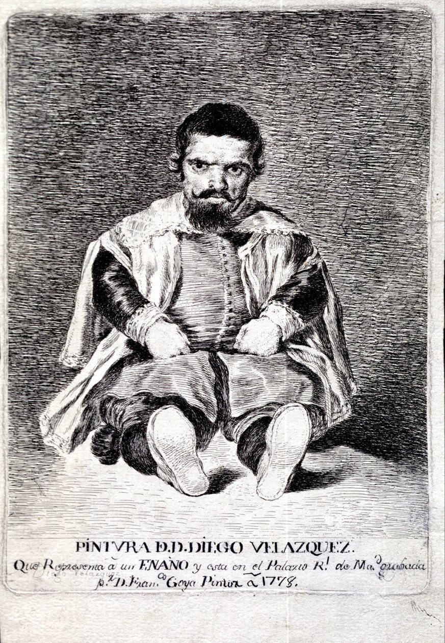 De dwerg, Sebastián de Morra, aan het hof van Felipe IV door Diego Velázquez