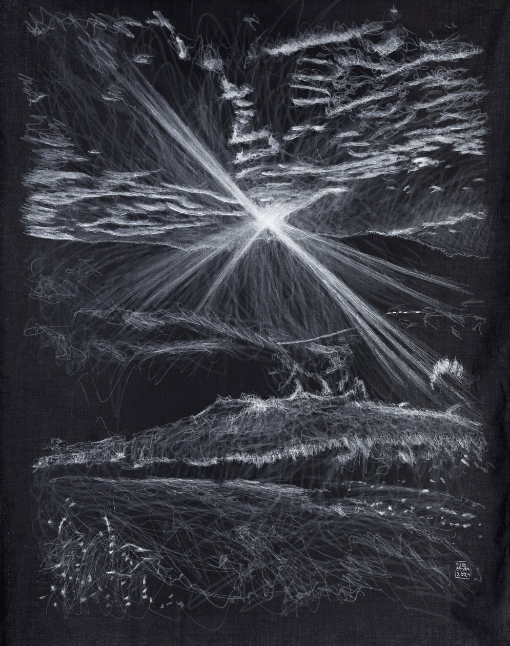 Tegenlicht bergen weg, 2024 (acryl op stof) door Diego Beyro