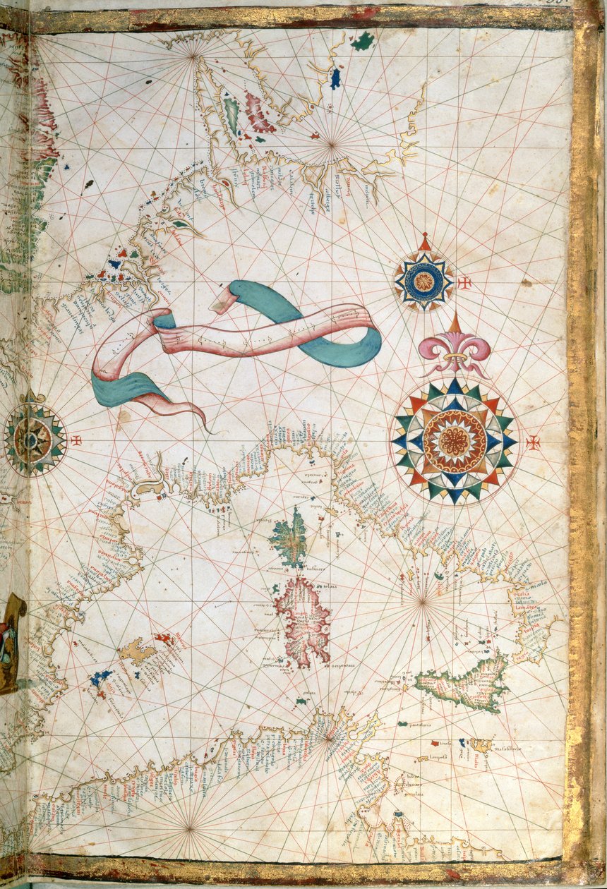 Corsica, Sardinië en Sicilië, detail van een wereldatlas, 1565 door Diego Homem