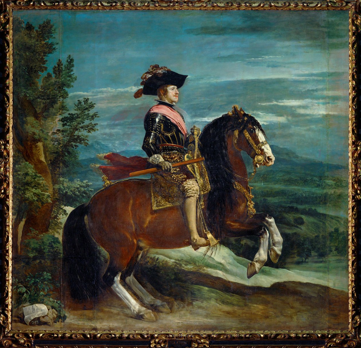 Ruitersportret van koning Felipe IV (schilderij op doek) door Diego Rodriguez de Silva y Velazquez