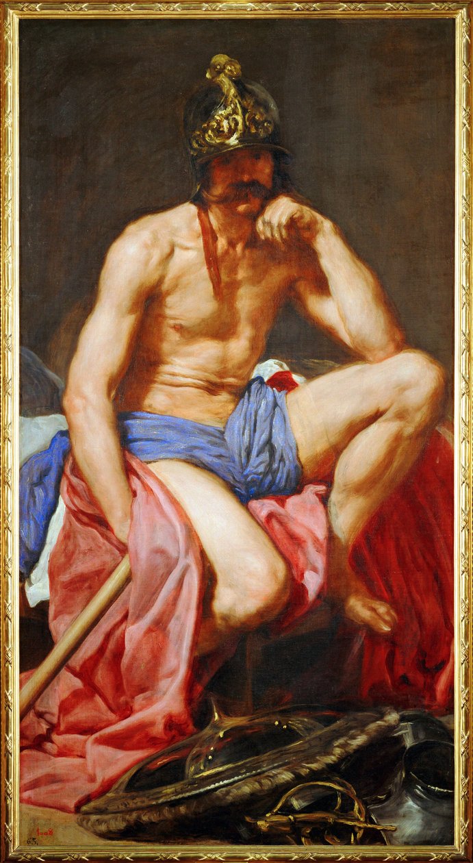 God Mars (schilderij op doek) door Diego Rodriguez de Silva y Velazquez