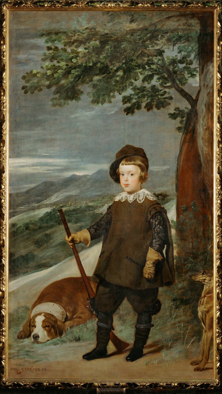 Infante Balthasar Carlos in jachtgewaad (schilderij op doek) door Diego Rodriguez de Silva y Velazquez