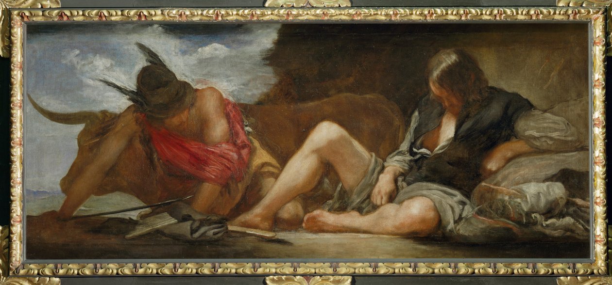 Mercurius en Argos ... (schilderij op doek) door Diego Rodriguez de Silva y Velazquez